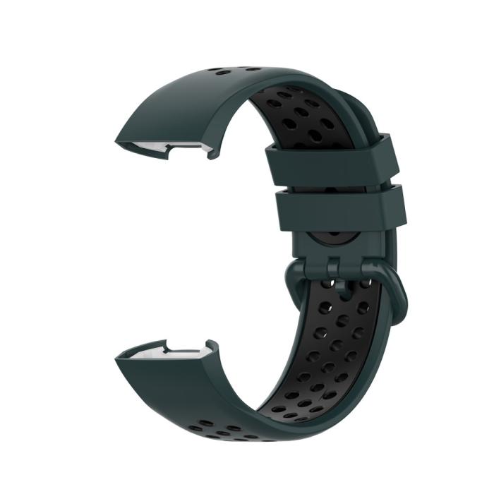 Bild 3,  Fitbit Charge 4/3 Silikon Träningsarmband Mörk Grön/Svart