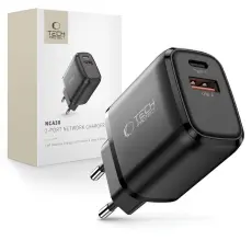 Tech-Protect Tech-Protect 30W V&auml;ggladdare PD QC3.0 USB-C / USB-A Svart