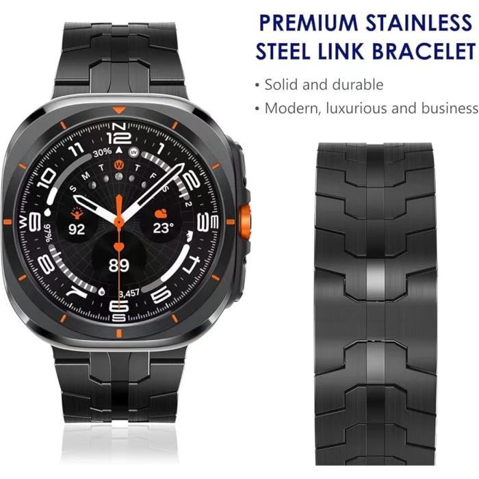Bild 3,  Galaxy Watch 8 46/44/40 mm Armband Metall Svart
