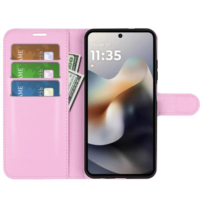 Bild 5,  Motorola Moto G56 5G Fodral Litchi Läder Ljus Rosa