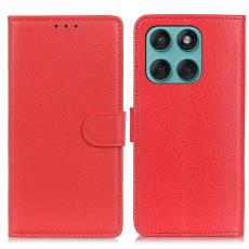  Motorola Edge 60 / 60 Fusion Fodral Litchi L&auml;der R&ouml;d