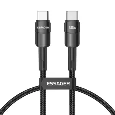 ESSAGER ESSAGER 1m 100W 5A PD USB-C - USB-C Laddningskabel Svart