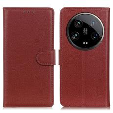  Xiaomi 14 Ultra Fodral Litchi L&auml;der Brun