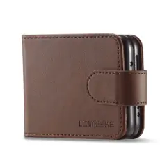 LC.IMEEKE LC.IMEEKE Galaxy Z Flip 4 Fodral L&auml;der Brun