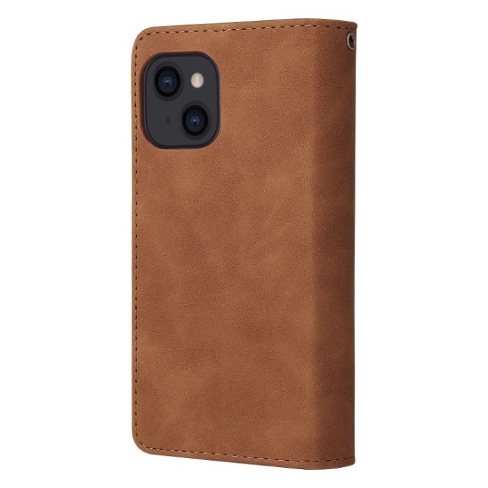Bild 3,  iPhone 14 Fodral Multifunktionell Flerfack Brun