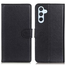  Samsung Galaxy A55 5G Fodral Litchi L&auml;der Svart