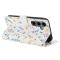  Samsung Galaxy S26 Fodral Rhombus Läder Blommor Vit