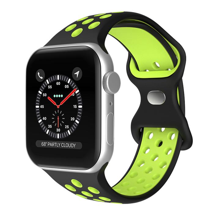 Bild 2, ColorPop Sportarmband Dual-Color Apple Watch 42/41/40/38 mm (M/L) Svart/Gul
