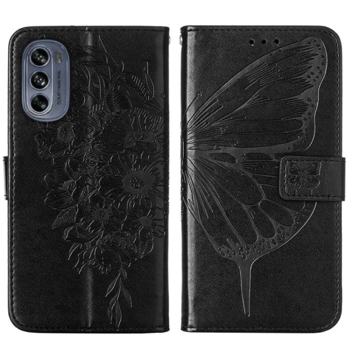 Bild 2,  Motorola Moto G62 5G Fodral Med Fjäril Tryck Svart