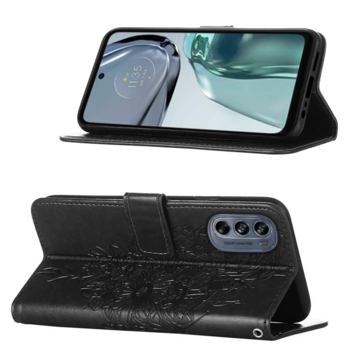 Bild 3,  Motorola Moto G62 5G Fodral Med Fjäril Tryck Svart
