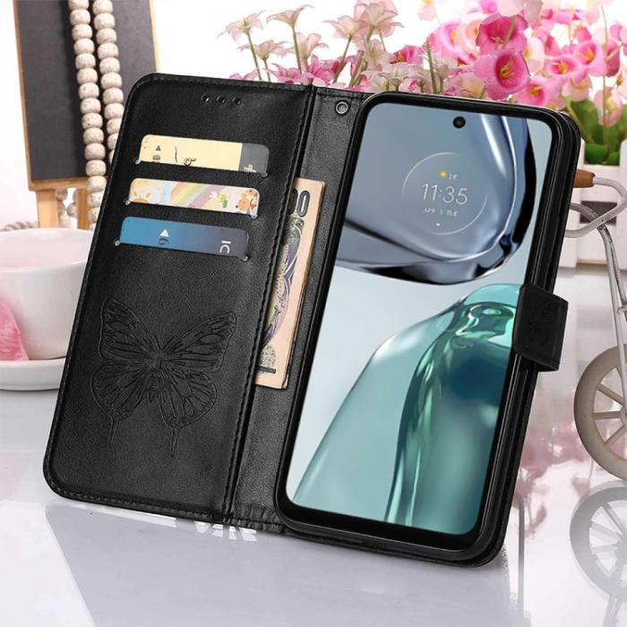Bild 5,  Motorola Moto G62 5G Fodral Med Fjäril Tryck Svart