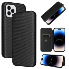  iPhone 14 Pro Max Fodral Flip Kolfiber Textur Svart