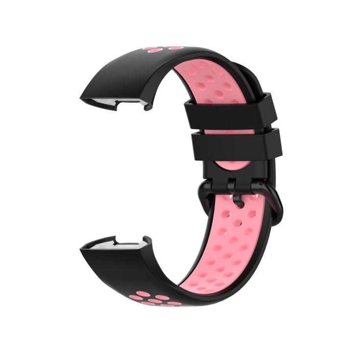 Bild 3,  Fitbit Charge 4/3 Silikon Träningsarmband Svart/Ljus Rosa