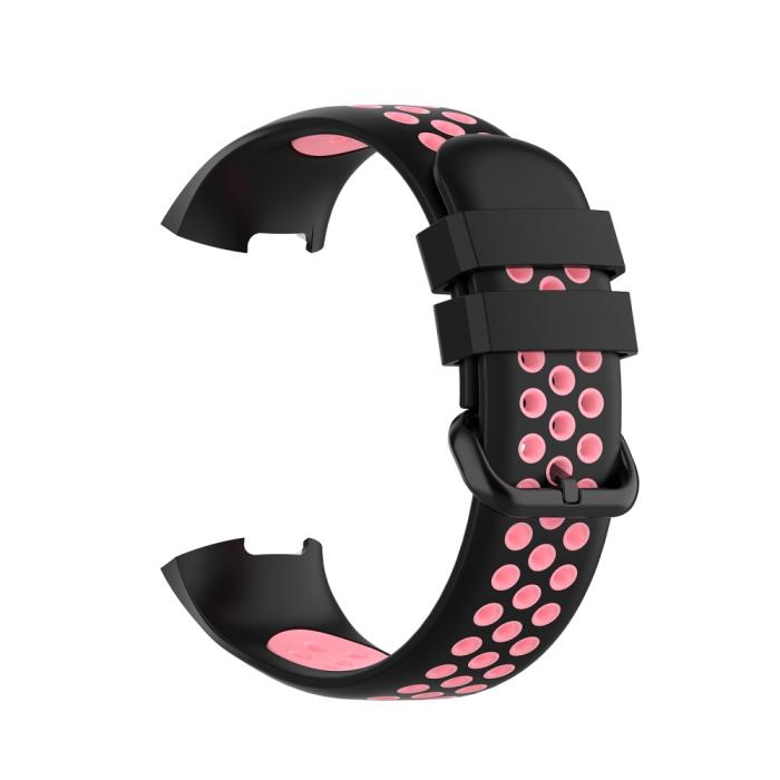 Bild 4,  Fitbit Charge 4/3 Silikon Träningsarmband Svart/Ljus Rosa