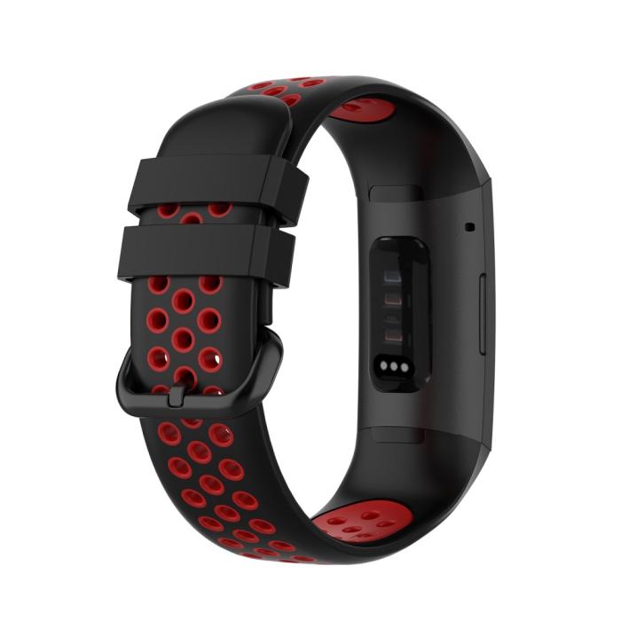 Bild 2,  Fitbit Charge 4/3 Silikon Träningsarmband Svart/Röd