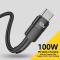 ESSAGER ESSAGER 1m 100W 5A PD USB-C - USB-C Laddningskabel Svart