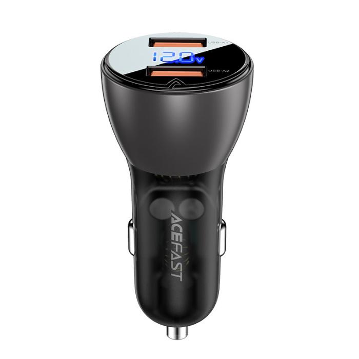 Bild 3, Acefast Acefast 45W Snabbladdare Billaddare 2x USB-A Svart