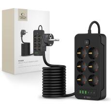 Tech-Protect Tech-Protect 2 m F&ouml;rgreningsdosa Med USB-C/USB-A Svart