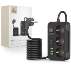 Tech-Protect Tech-Protect 2 m F&ouml;rgreningsdosa Med USB-C/USB-A Svart