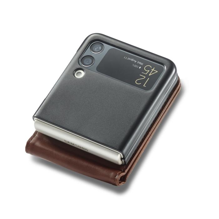 Bild 4, LC.IMEEKE LC.IMEEKE Galaxy Z Flip 4 Fodral Läder Brun