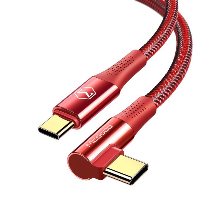 Bild 2, MCDODO Mcdodo 1.2m 100W USB-C/USB-C Elbow Laddkabel Röd