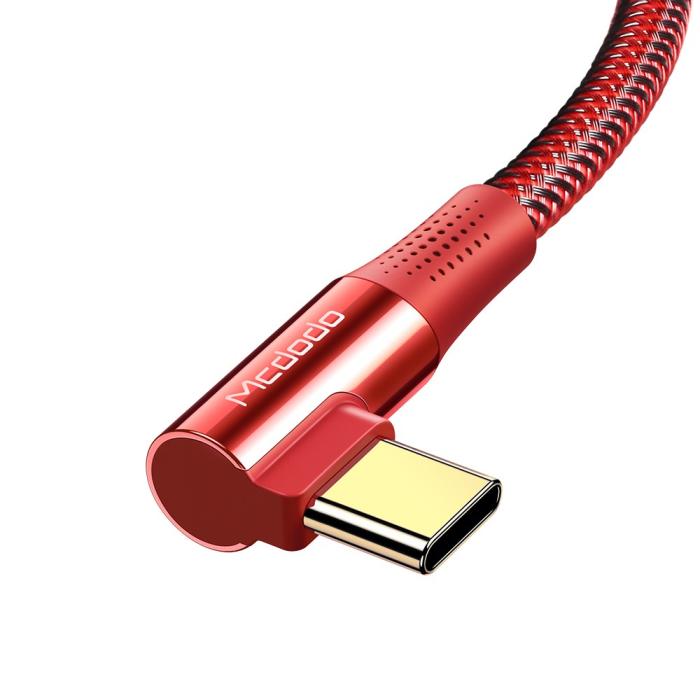 Bild 4, MCDODO Mcdodo 1.2m 100W USB-C/USB-C Elbow Laddkabel Röd