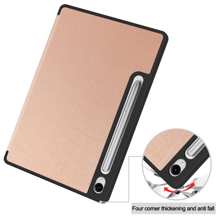 Bild 6,  Samsung Galaxy Tab S10 Lite Fodral Tri-Fold Pennhållare Roséguld