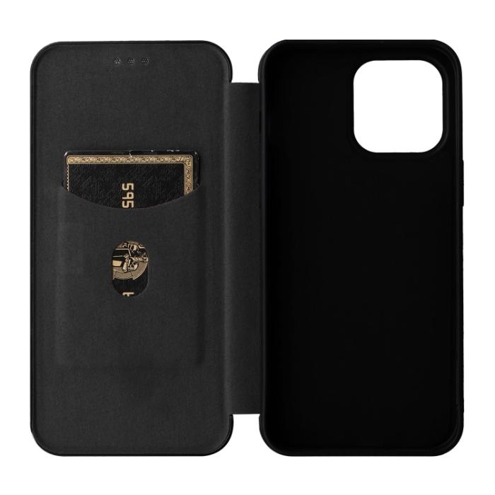 Bild 6,  iPhone 14 Pro Max Fodral Flip Kolfiber Textur Svart