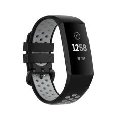  Fitbit Charge 4/3 Silikon Tr&auml;ningsarmband Svart/Gr&aring;