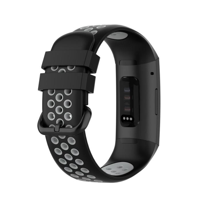 Bild 2,  Fitbit Charge 4/3 Silikon Träningsarmband Svart/Grå