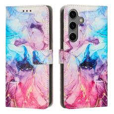  Samsung Galaxy A27 5G Fodral L&auml;der Marmor Rosa/Lila/Bl&aring;
