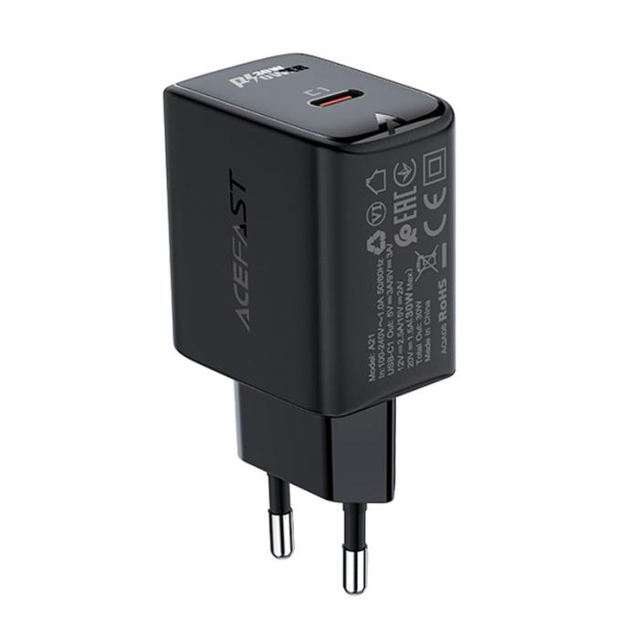 Bild 2, Acefast Acefast 30W GaN PD QC USB-C Väggladdare Svart