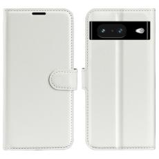  Google Pixel 8 Fodral Litchi Textur Vit
