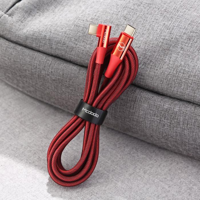 Bild 6, MCDODO Mcdodo 1.2m 100W USB-C/USB-C Elbow Laddkabel Röd