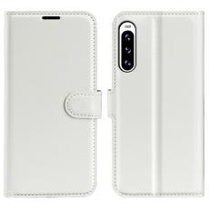  Sony Xperia 10 V Litchi Pl&aring;nboksfodral Vit