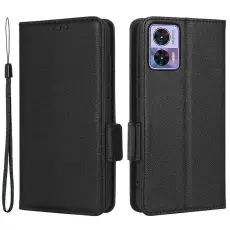  Motorola Edge 30 Neo Fodral Litchi Textur Svart