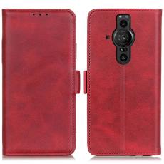  Sony Xperia Pro-I Fodral L&auml;der Med Magnetisk St&auml;ngning R&ouml;d