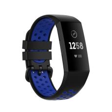  Fitbit Charge 4/3 Silikon Tr&auml;ningsarmband Svart/Bl&aring;