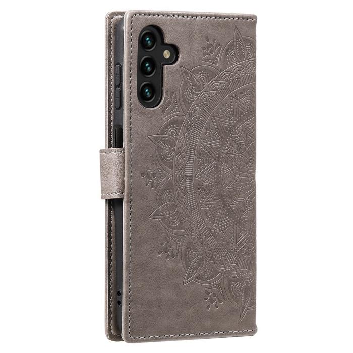 Bild 5,  Samsung Galaxy A54 5G Fodral Mandala Läder Grå