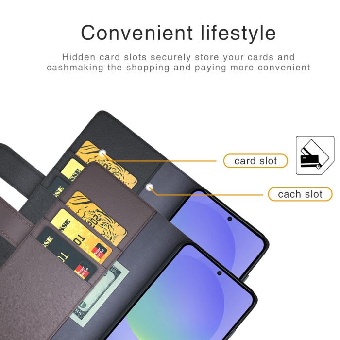 Bild 4,  Samsung Galaxy A37 5G Fodral Premium Äkta Läder Svart