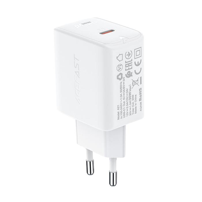 Bild 2, Acefast Acefast 30W GaN PD QC USB-C Väggladdare Vit