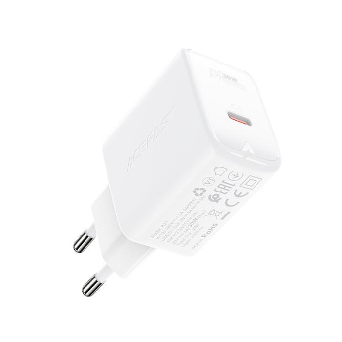 Bild 3, Acefast Acefast 30W GaN PD QC USB-C Väggladdare Vit