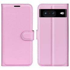  Google Pixel 8 Fodral Litchi Textur Ljus Rosa