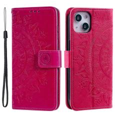 iPhone 15 Fodral Mandala L&auml;der Rosa