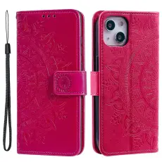  iPhone 15 Fodral Mandala L&auml;der Rosa