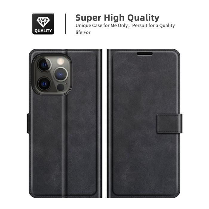 Bild 6,  iPhone 13 Pro Max Fodral Solid Läder Svart