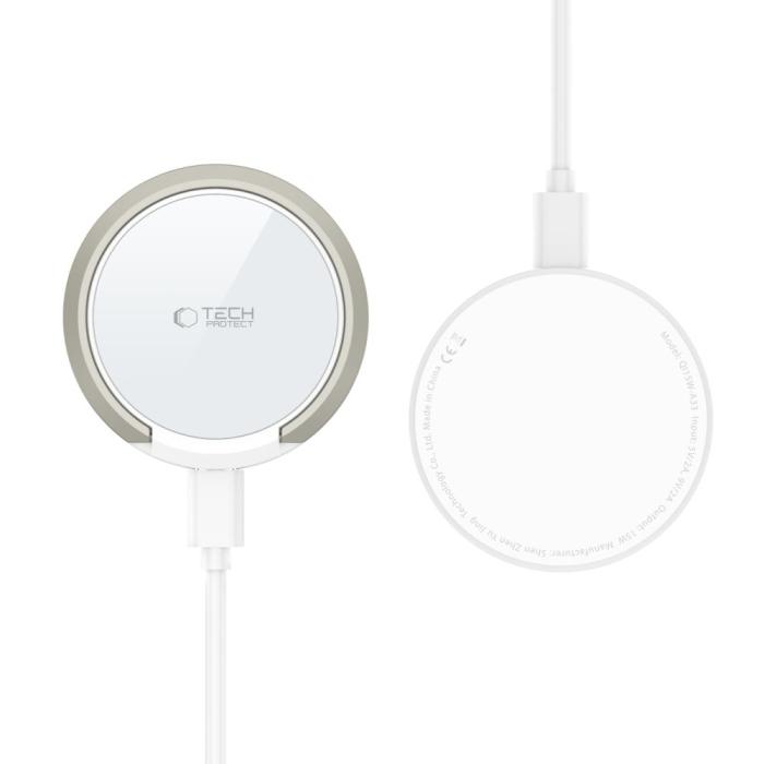 Bild 4, Tech-Protect Tech-Protect 15W Qi Magnetisk MagSafe Laddare Trådlös Vit