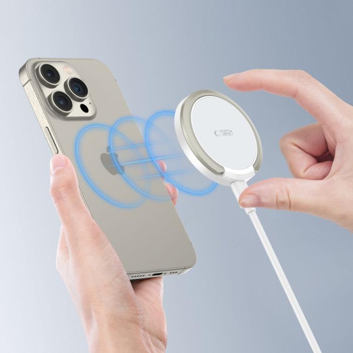 Bild 5, Tech-Protect Tech-Protect 15W Qi Magnetisk MagSafe Laddare Trådlös Vit