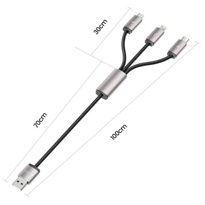 Bild 3, Tech-Protect Tech-Protect 1 m 3.5A 3in1 USB-C/Lightning/Micro Kabel UltraBoost
