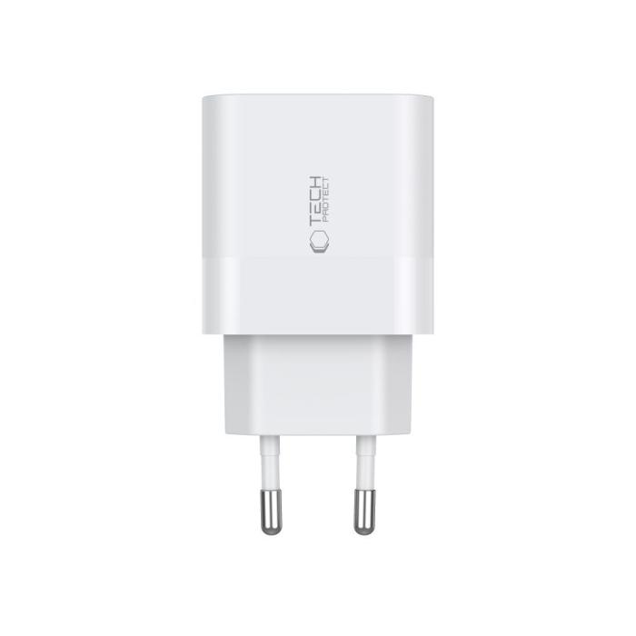 Bild 3, Tech-Protect Tech-Protect 20W PD 2x USB-C Väggladdare Vit